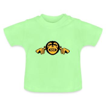 monkey chimpanze ear finger mouth - Baby Organic T-Shirt with Round Neck - mint green - Front