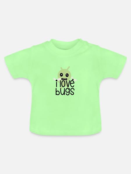 I love bugs - Baby Bio-T-Shirt mit Rundhals - Mintgrün