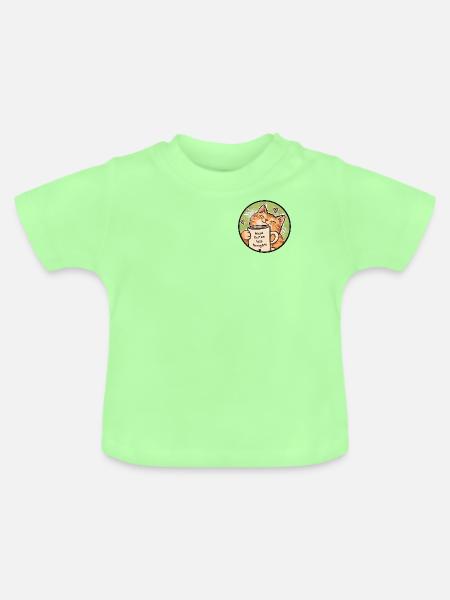 Cozy Cat Kaffeetasse Moment - Baby Bio-T-Shirt mit Rundhals - Mintgrün