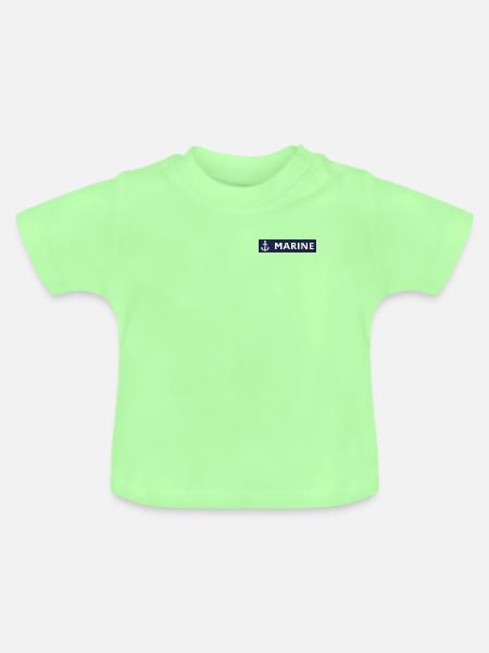 Marineblauer Hintergrund – Matrosenstil - Baby Bio-T-Shirt mit Rundhals - Mintgrün