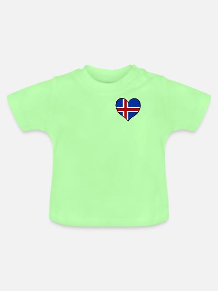 Island Herzflagge - Baby Bio-T-Shirt mit Rundhals - Mintgrün
