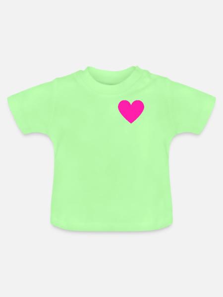 Herz Neon Pink Retro Style - Baby Bio-T-Shirt mit Rundhals - Mintgrün