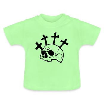 crane croix funeste mort - T-shirt bio col rond Bébé - vert menthe - Devant