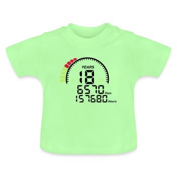 compteur anniversaire years ans 18 - T-shirt bio col rond Bébé - vert menthe - Devant