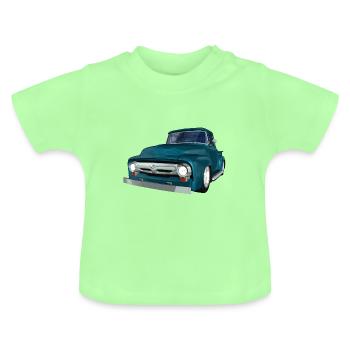 Voiture classique, Pick-up, V8, Vintage - T-shirt bio col rond Bébé - vert menthe - Devant