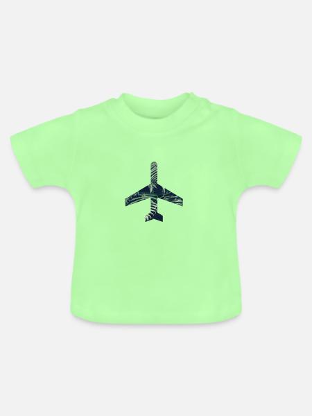 Green Airplane - Baby Bio-T-Shirt mit Rundhals - Mintgrün