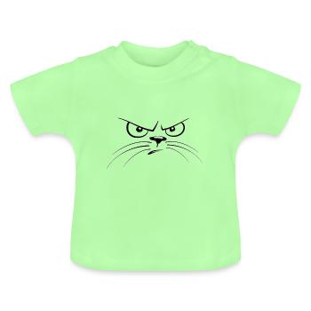 Chat grincheux - T-shirt bio col rond Bébé - vert menthe - Devant