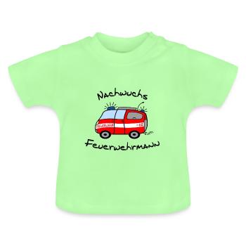 nachwuchs_feuerwehrmann - Baby Bio-T-Shirt mit Rundhals - Mintgrün - Vorne
