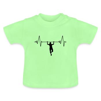 Pull Ups Heartbeat | Heartbeat pull ups - Baby Organic T-Shirt with Round Neck - mint green - Front