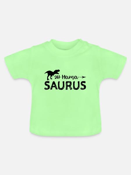 Mama Saurus - Mutter - Baby Bio-T-Shirt mit Rundhals - Mintgrün