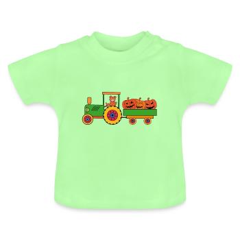 Halloween Traktor mit Teddybären - Baby Bio-T-Shirt mit Rundhals - Mintgrün - Vorne