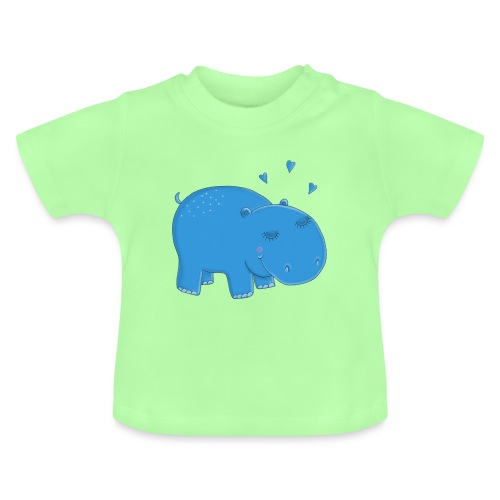 Kleines blaues Nilpferd - Baby Bio-T-Shirt mit Rundhals