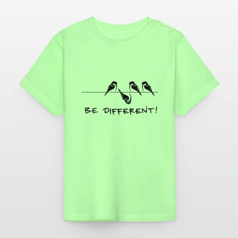 Spatz Vogel be different Sei anders cool Geschenk Baby Bio-T-Shirt mit Rundhals