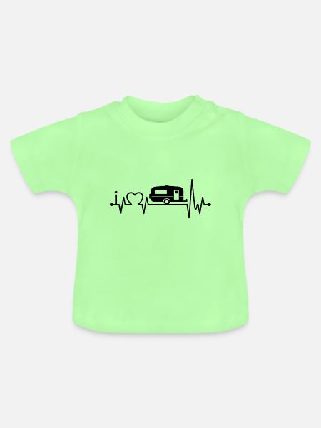 I love Camping - Geschenk Campen Natur - Baby Bio-T-Shirt mit Rundhals - Mintgrün