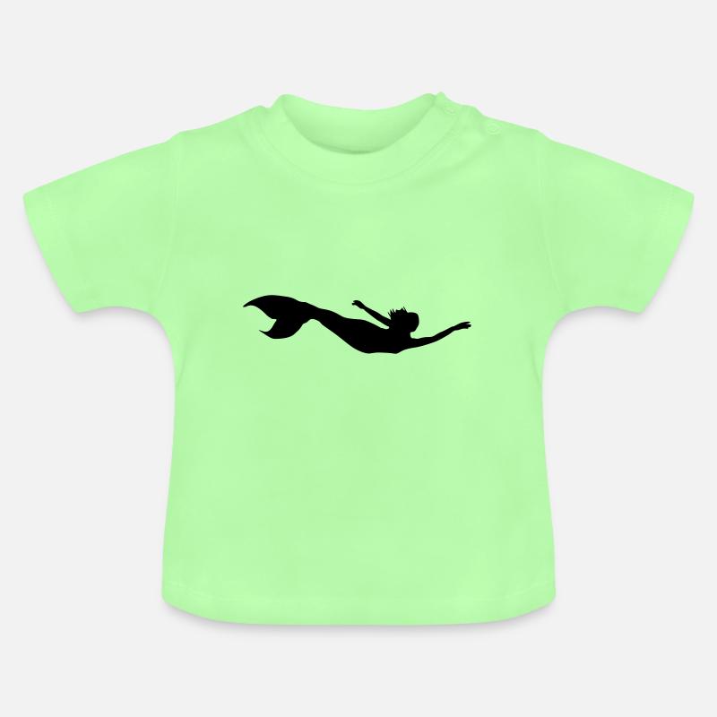 silhouette de sirène nageant - T-shirt bio col rond Bébé - vert menthe