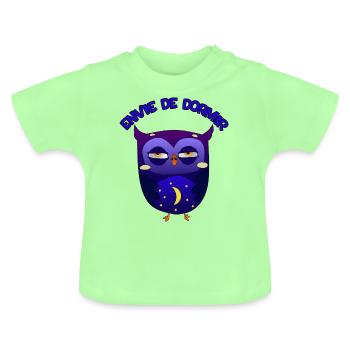 Envie de dormir - Hibou - T-shirt bio col rond Bébé - vert menthe - Devant