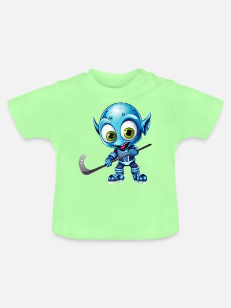 Schimpanse Eishockeyspieler: Dynamisches - Baby Bio-T-Shirt mit Rundhals - Mintgrün