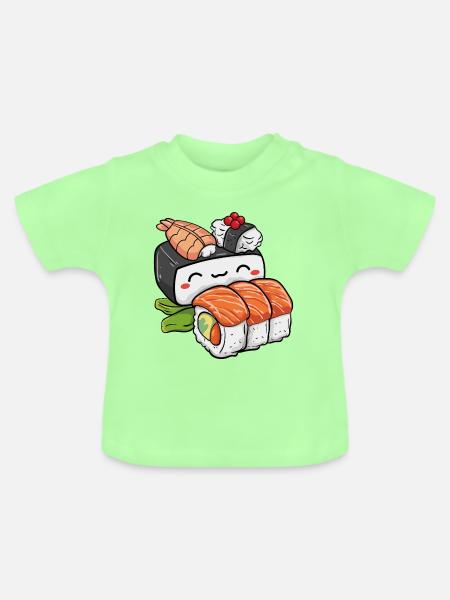 Kawaii Sushi - Baby Bio-T-Shirt mit Rundhals - Mintgrün
