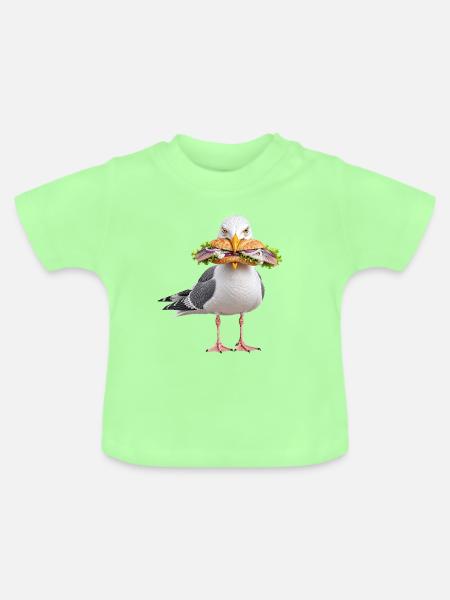 Silbermoewe-mit-Fischbroetchen Möwe - Baby Bio-T-Shirt mit Rundhals - Mintgrün