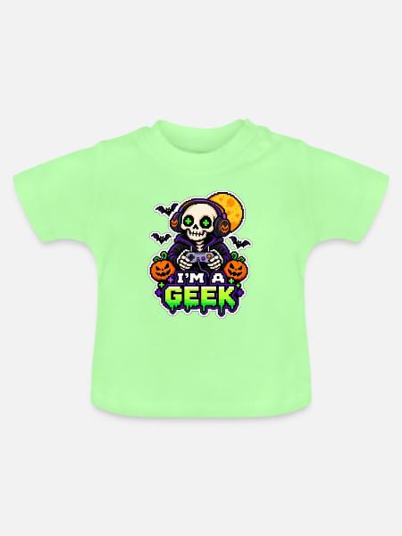 Ich bin ein Halloween-Nerd - Baby Bio-T-Shirt mit Rundhals - Mintgrün