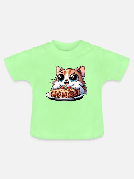 Lasagne-Liebende Katze - Baby Bio-T-Shirt mit Rundhals - Mintgrün