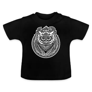 Owl Icon Owl Icon Design - Dark Background - Baby Organic T-Shirt with Round Neck - black - Front