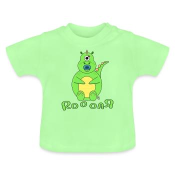 Dino Baby Name Garçon - T-shirt bio col rond Bébé - vert menthe - Devant