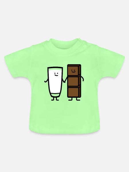 Milch und Schokolade - Baby Bio-T-Shirt mit Rundhals - Mintgrün