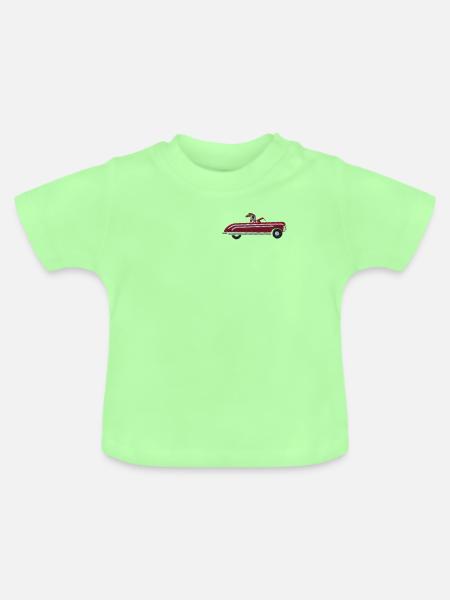 Auto mit Hund - Baby Bio-T-Shirt mit Rundhals - Mintgrün