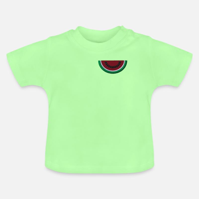 Melon brodé - T-shirt bio col rond Bébé - vert menthe