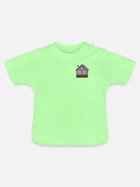 Haus bestickt - Baby Bio-T-Shirt mit Rundhals - Mintgrün