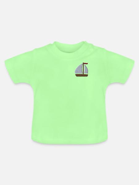 Segelboot bestickt - Baby Bio-T-Shirt mit Rundhals - Mintgrün