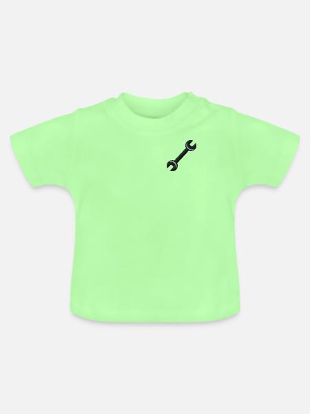 Schraubenschlüssel bestickt - Baby Bio-T-Shirt mit Rundhals - Mintgrün