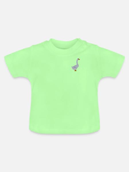 Gans bestickt - Baby Bio-T-Shirt mit Rundhals - Mintgrün
