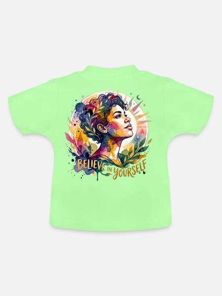 Believe in Yourself Porträt - Baby Bio-T-Shirt mit Rundhals - Mintgrün