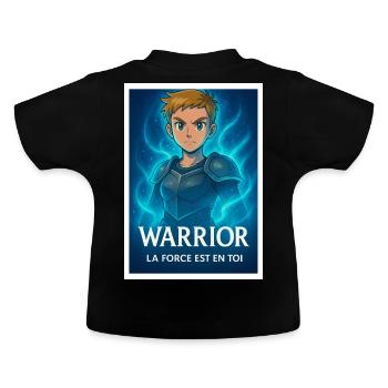Blue Aura Warrior - Baby Organic T-Shirt with Round Neck - black - Back