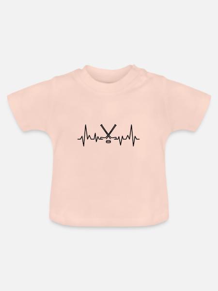 Eishockey Heartbeat Hockeyschläger - Baby Bio-T-Shirt mit Rundhals - Kristallrosa