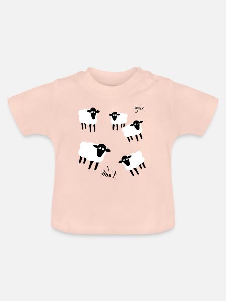 Fünf Schafe - Baby Bio-T-Shirt mit Rundhals - Kristallrosa