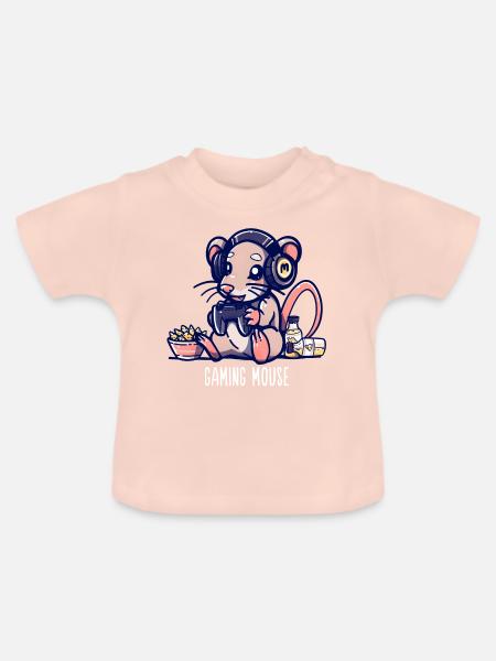 Gaming Maus - Baby Bio-T-Shirt mit Rundhals - Kristallrosa