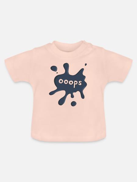 Fleck ooops dunkelblau - Baby Bio-T-Shirt mit Rundhals - Kristallrosa