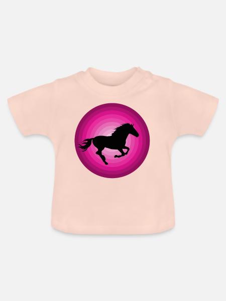 Pferde - Baby Bio-T-Shirt mit Rundhals - Kristallrosa