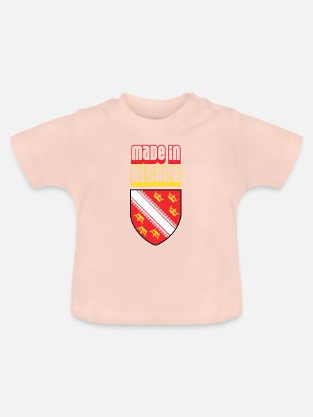 Hergestellt im Elsass - Baby Bio-T-Shirt mit Rundhals - Kristallrosa