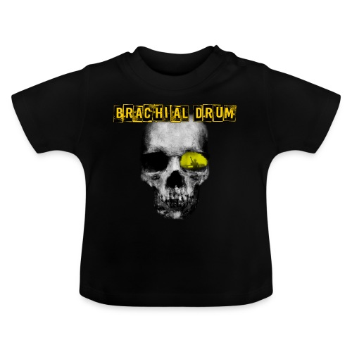 Brachial Drum Logo / Skull mit Schriftzug - Baby Bio-T-Shirt mit Rundhals