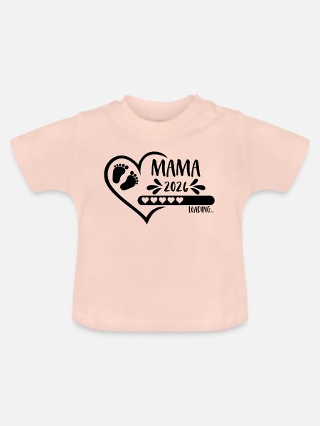 Mama 2026 loading - Baby Bio-T-Shirt mit Rundhals - Kristallrosa