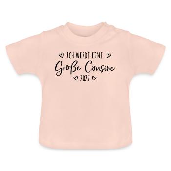 Ich werde eine Große Cousine 2027  - Baby Bio-T-Shirt mit Rundhals - Kristallrosa - Vorne