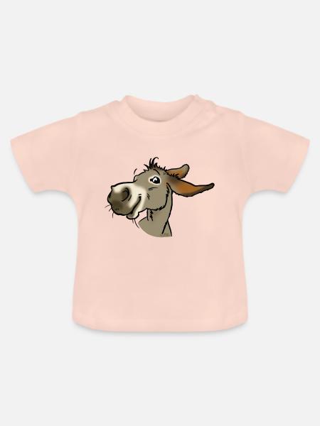 Ane lächelnd grau - Baby Bio-T-Shirt mit Rundhals - Kristallrosa