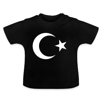 Türkei mond stern - Baby Bio-T-Shirt mit Rundhals - Schwarz - Vorne