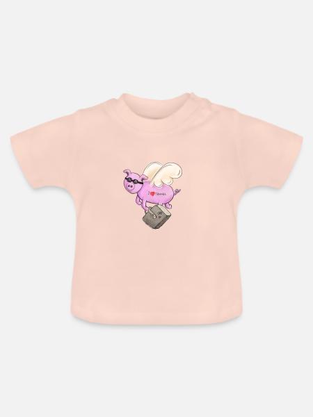Fliegendes Schwein - Baby Bio-T-Shirt mit Rundhals - Kristallrosa