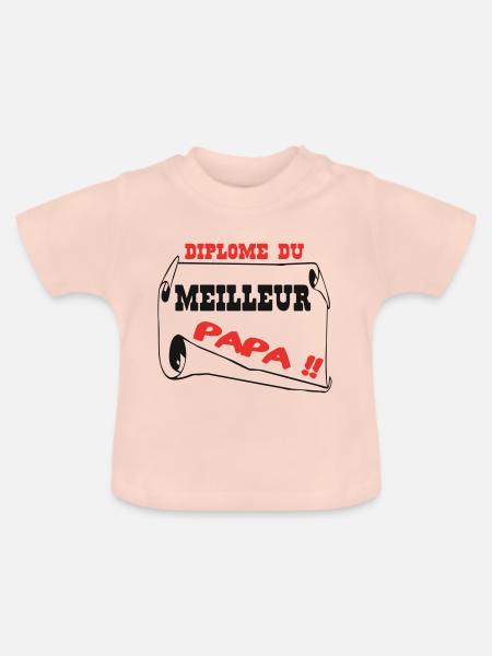 Bestes Papa-Diplom - Baby Bio-T-Shirt mit Rundhals - Kristallrosa