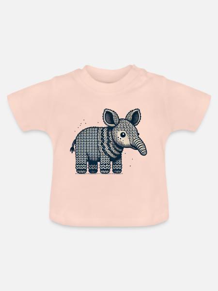 Strick Okapi - Baby Bio-T-Shirt mit Rundhals - Kristallrosa